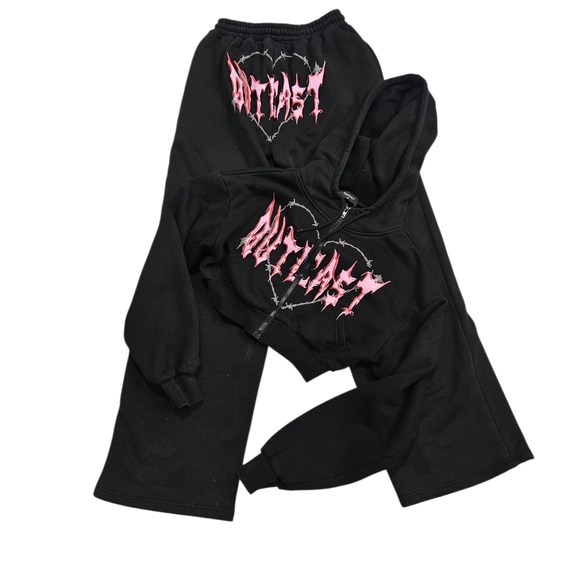 OUTCAST NYA CROPPED HOODIE AND PANTS WASHED BLACK XS/S - Picture 4 of 10
